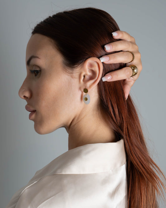 Sienna Mother of Pearl earrings — natural stone | NOEVAH