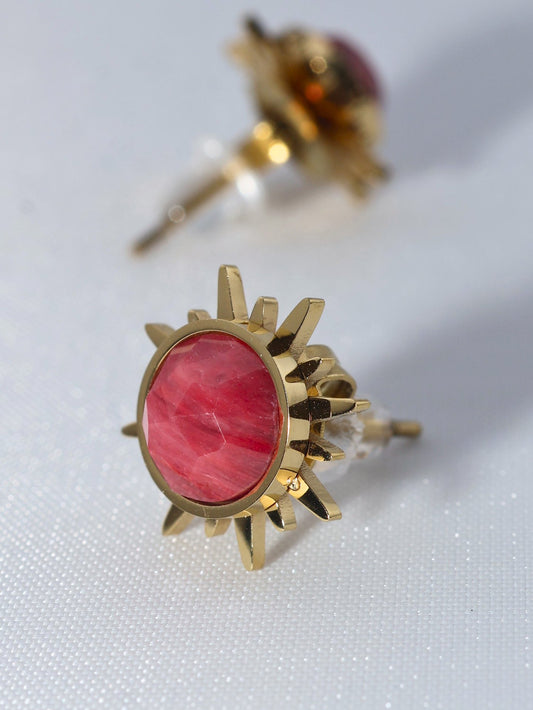 Elios Rhodochrosite earrings — natural stone | NOEVAH