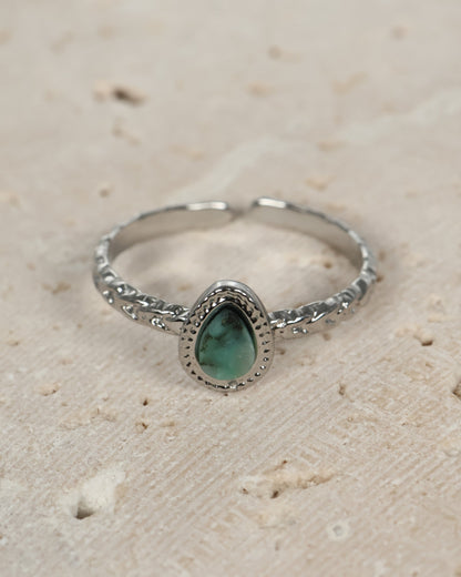 Jerez African Turquoise Silver ring — natural stone | NOEVAH