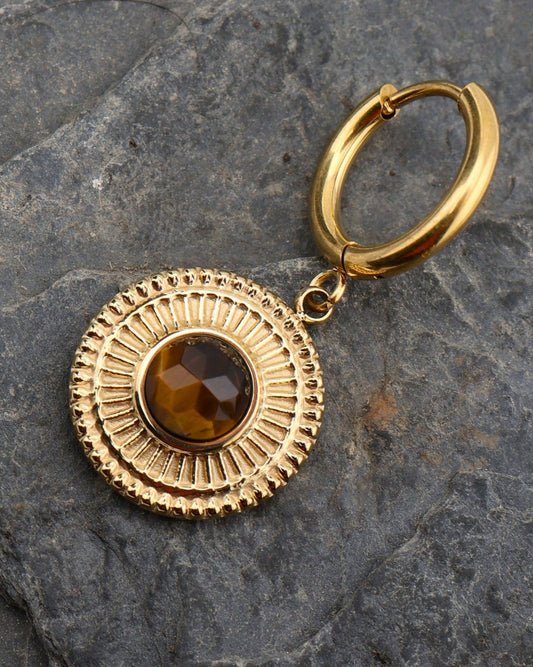 Camelia Tiger Eye earrings — natural stone | NOEVAH