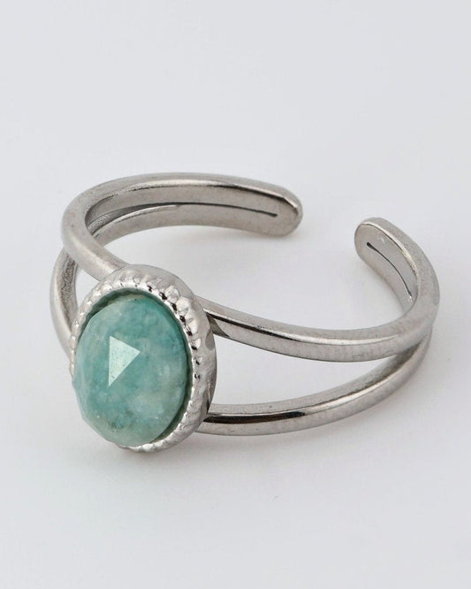 Portimao Amazonite Silver ring — natural stone | NOEVAH