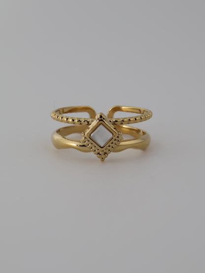 Mykonos Mother of Pearls ring — natural stone | NOEVAH