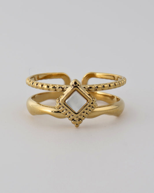 Mykonos Mother of Pearls ring — natural stone | NOEVAH