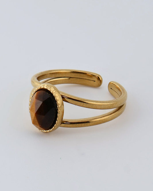 Portimao Tiger Eye ring — natural stone | NOEVAH
