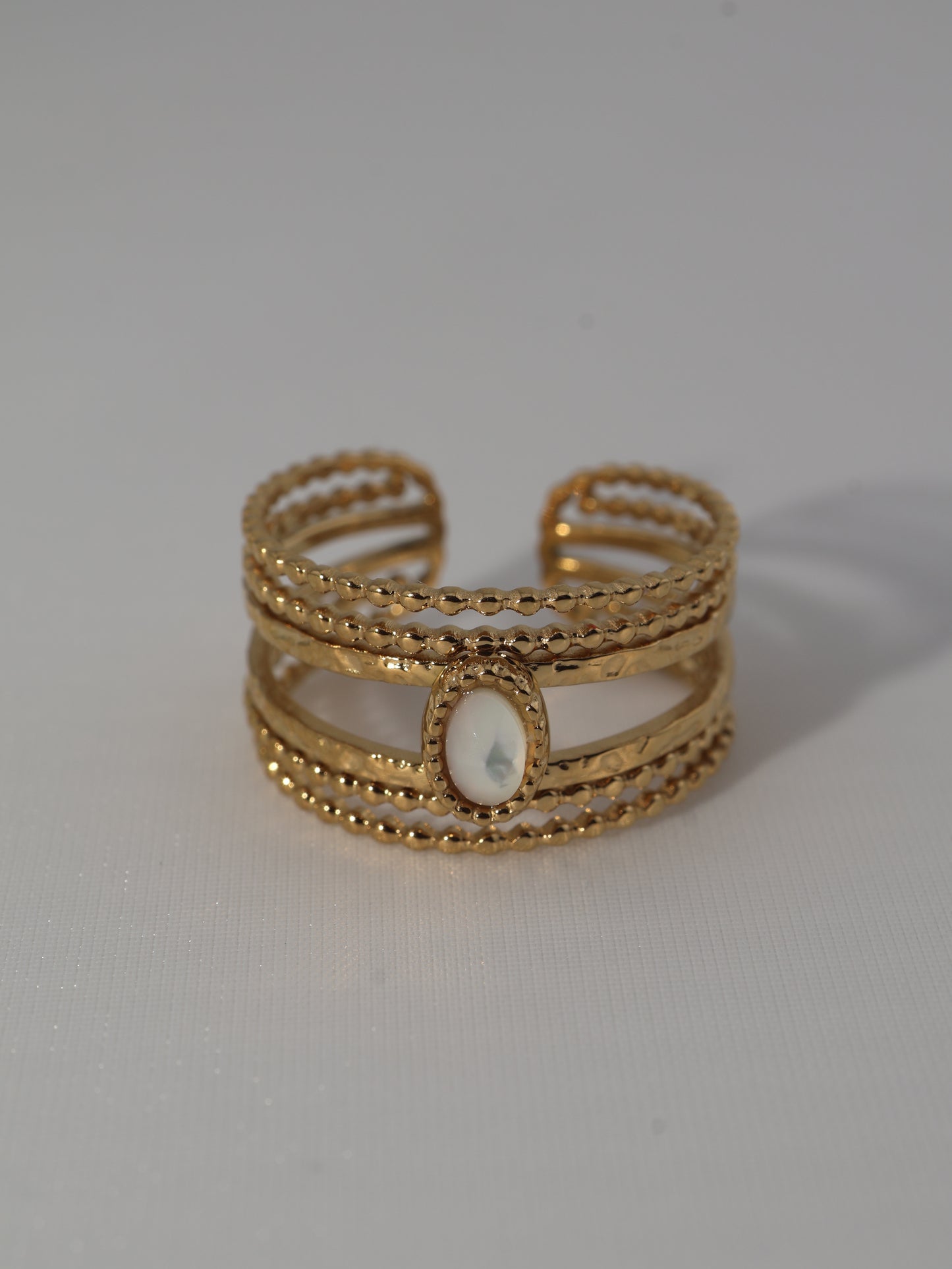 Lagos Mother of Pearls ring — natural stone | NOEVAH