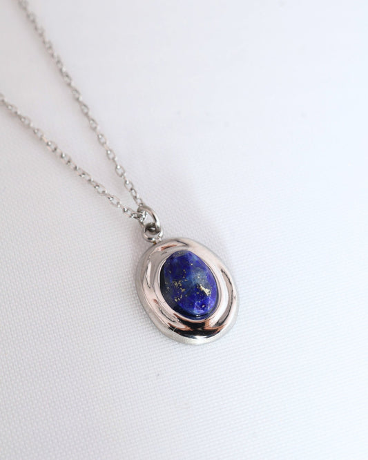 Amalya Lapis Lazuli Silver necklace — natural stone | NOEVAH