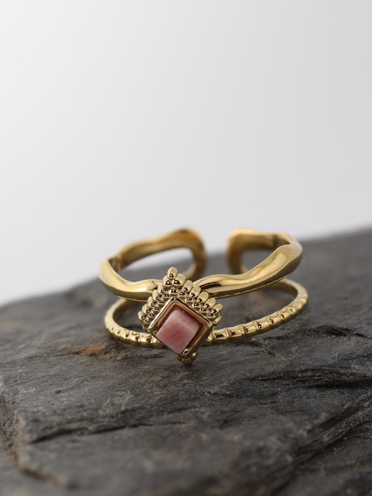 Mykonos Rhodochrosite ring — natural stone | NOEVAH