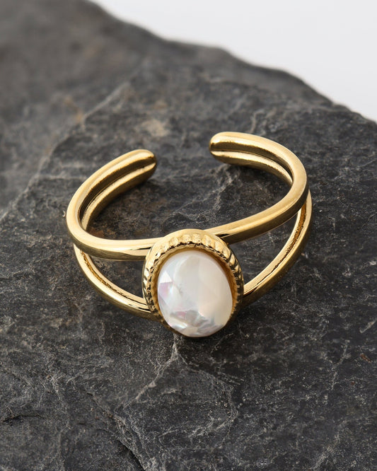 Portimao Mother of Pearl ring — natural stone | NOEVAH