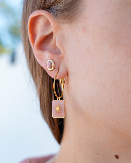 Amalya Rhodochrosite earrings — natural stone | NOEVAH