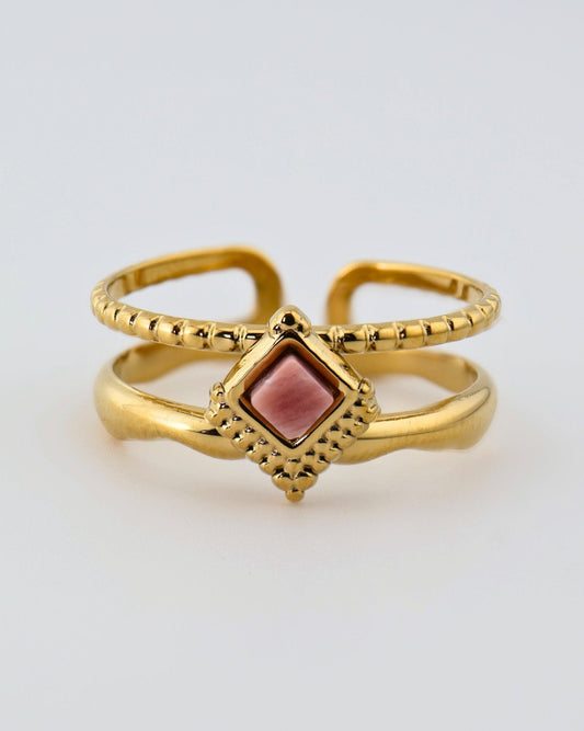 Mykonos Rhodochrosite ring — natural stone | NOEVAH