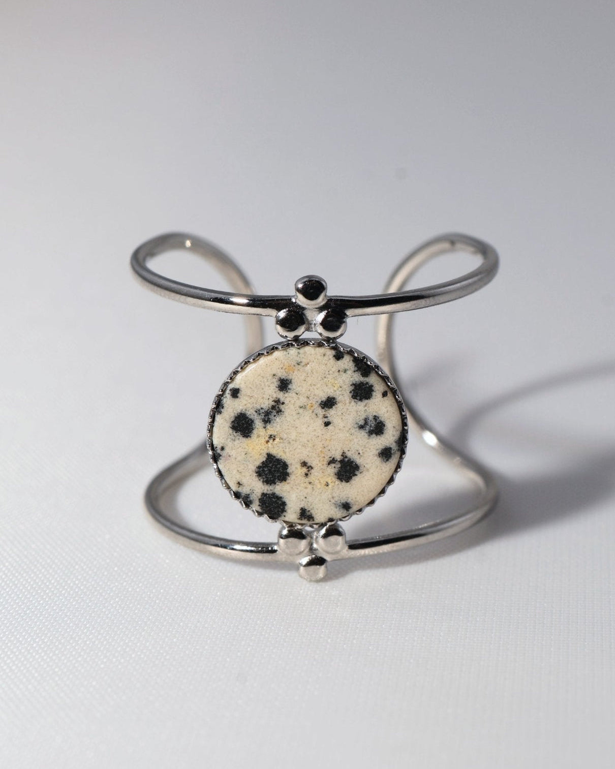 Amalfi Dalmatian Jasper Silver ring — natural stone | NOEVAH
