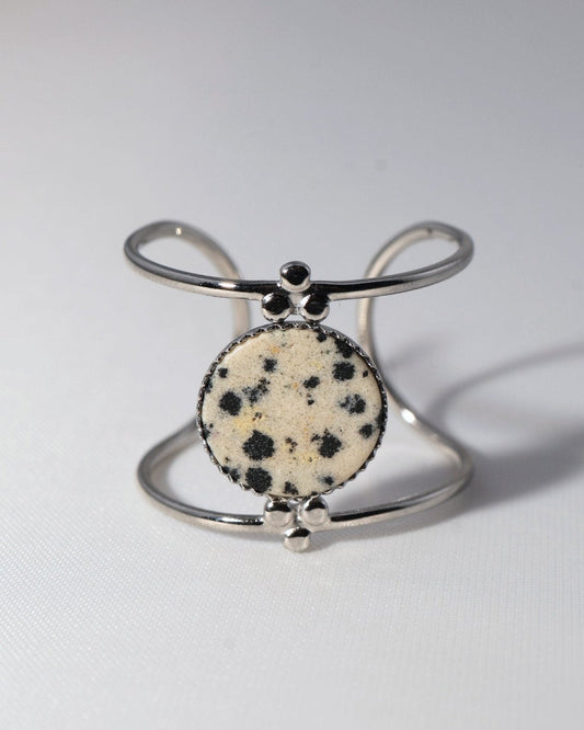 Amalfi Dalmatian Jasper Silver ring — natural stone | NOEVAH