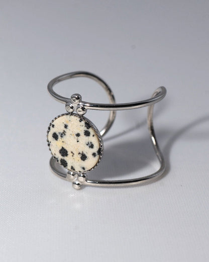 Amalfi Dalmatian Jasper Silver ring — natural stone | NOEVAH