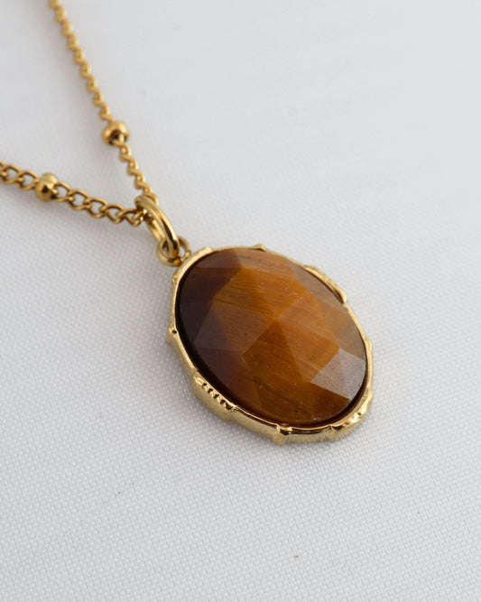 Santorini Tiger Eye necklace — natural stone | NOEVAH