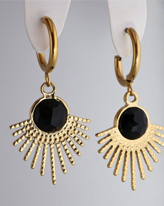 Mystic Black Agate earrings — natural stone | NOEVAH