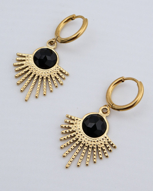 Mystic Black Agate earrings — natural stone | NOEVAH