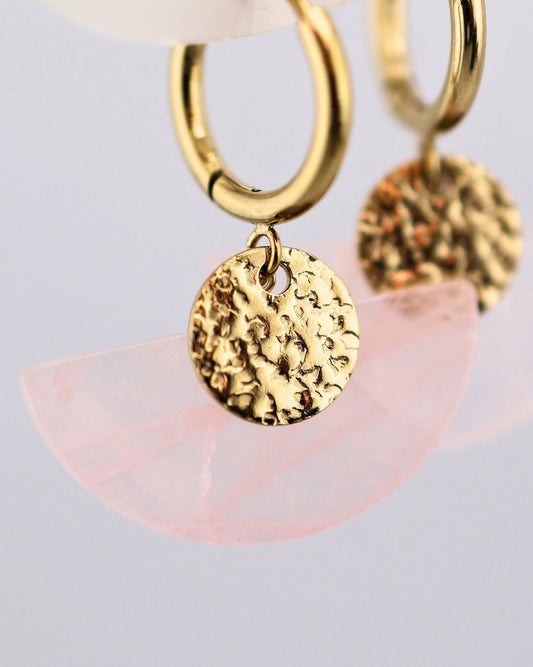SAI Pink Quartz earrings — natural stone | NOEVAH