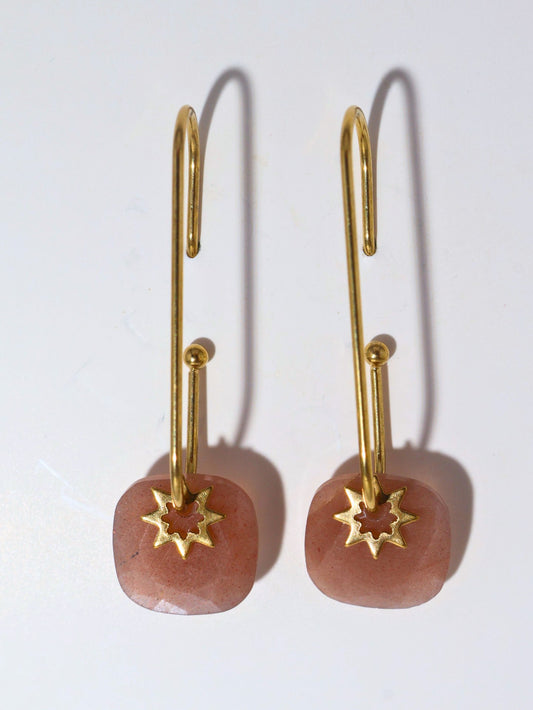 Sofia Pink Quartz earrings — natural stone | NOEVAH