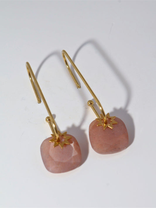 Sofia Pink Quartz earrings — natural stone | NOEVAH